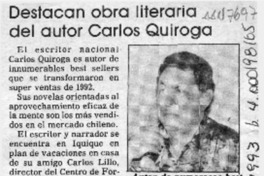 Destacan obra literaria del autor Carlos Quiroga  [artículo].
