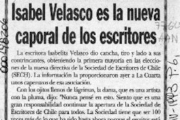 Isabel Velasco es la nueva caporal de los escritores  [artículo].