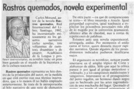 Rastros quemados, novela experimental  [artículo] Hugo Montes Brunet.
