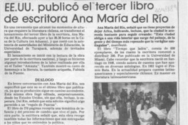 EE.UU. publicó el tercer libro de escritora Ana María del Río  [artículo].