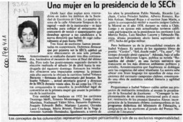 Una mujer en la presidencia de la Sech  [artículo] María Cristina Menares.