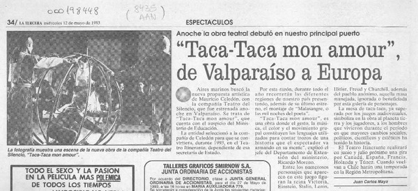 "Taca taca mon amour", de Valparaíso a Europa  [artículo] Juan Carlos Maya.