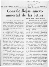 Gonzalo Rojas, nuevo inmortal de las letras  [artículo] José Vargas Badilla.