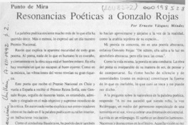 Resonancias poéticas a Gonzalo Rojas  [artículo] Ernesto Vásquez Méndez.