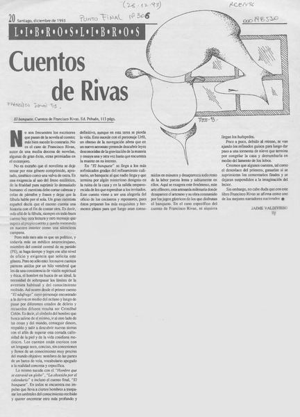 Cuentos de Rivas  [artículo] Jaime Valdivieso.