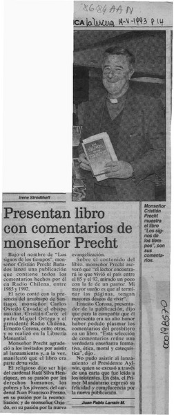 Presentan libro con comentarios de monseñor Precht  [artículo] Juan Pablo Larraín M.