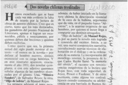 Dos novelas chilenas reeditadas  [artículo] H. R. Cortés.
