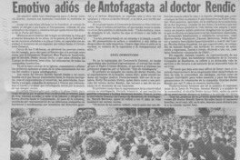 Emotivo adiós de Antofagasta al doctor Rendic  [artículo].