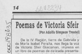 Poemas de Victoria Sfeir  [artículo] Adolfo Simpson Trostel.
