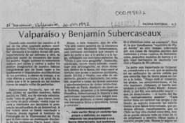Valparaíso y Benjamín Subercaseaux  [artículo] Lautaro Robles.