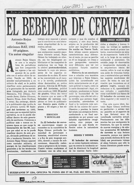 El bebedor de cerveza  [artículo] Diego Muñoz V.