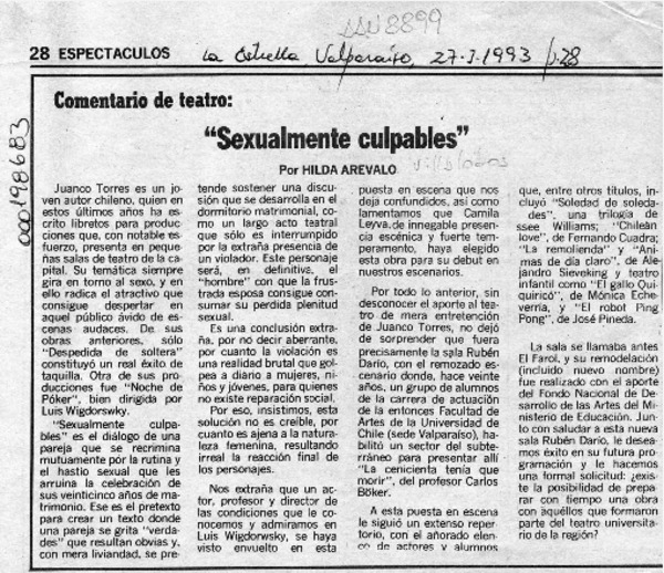 "Sexualmente culpables"  [artículo] Hilda Arévalo.