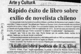 Rápido éxito de libro sobre exilio de novelista chileno  [artículo].