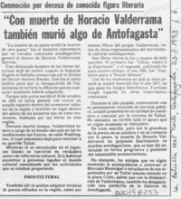 "Con muerte de Horacio Valderrama también murió algo de Antofagasta"  [artículo].