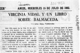 Virginia Vidal y un libro sobre Balmaceda  [artículo] Wellington Rojas Valdebenito.