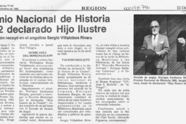 Premio Nacional de Historia 1992 "Hijo Ilustre de la ciudad"  [artículo].