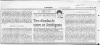 Tres décadas de teatro en Antofagasta  [artículo] Yolanda Montecinos.