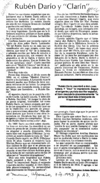 Rubén Darío  [artículo] Guillermo Arrieta Muñoz.