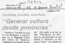 "Generar cultura desde provincias"  [artículo].