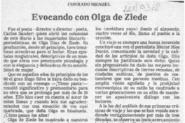 Evocando con Olga de Ziede  [artículo] Conrado Menzel.