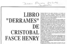 Libro "Derrames" de Cristóbal Fasce Henry