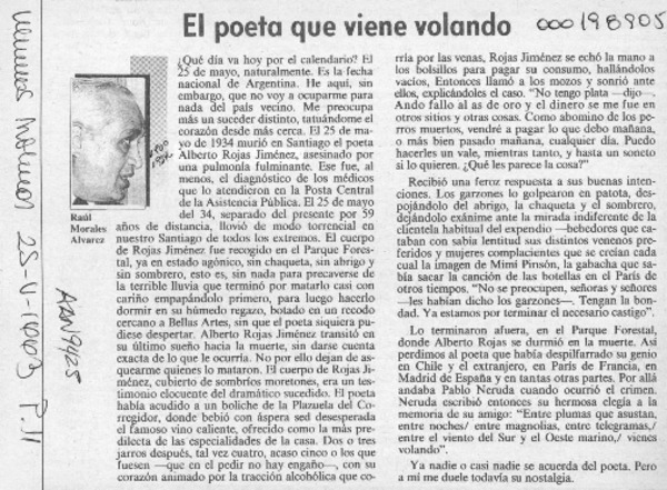 El poeta que viene volando  [artículo] Raúl Morales Alvarez.