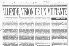 Allende, visión de un militante  [artículo] Mario Ferrero.