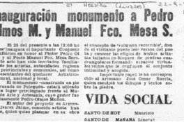 Inauguración monumento a Pedro Olmos M. y Manuel Fco. Mesa S.  [artículo].