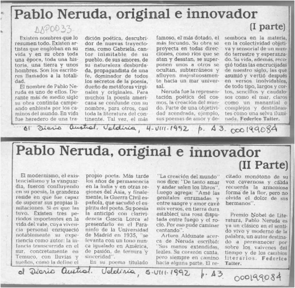 Pablo Neruda, original e innovador