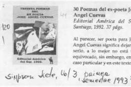 Treinta poemas del ex poeta José Angel Cuevas  [artículo] Ricardo Rojas Behm.
