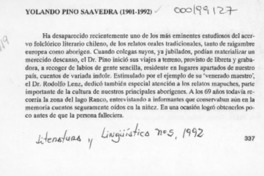 Yolando Pino Saavedra (1901-1992)  [artículo] Gilberto Sánchez C.