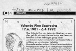 Yolando Pino Saavedra  [artículo] Rolf Müschen.