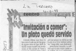"Invitación a comer", un plato quedó servido  [artículo] Leopoldo Pulgar L.