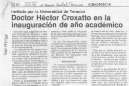 Doctor Héctor Croxatto en la inauguración de año académico  [artículo].