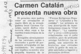 Carmen Catalán presenta nueva obra  [artículo].