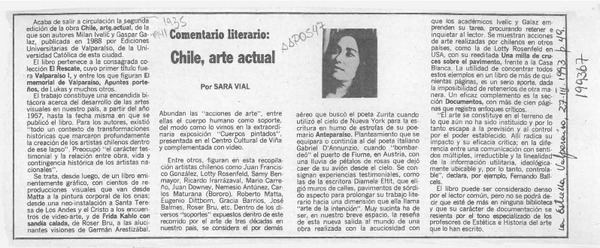 Chile, arte actual  [artículo] Sara Vial.