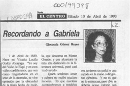 Recordando a Gabriela  [artículo] Gioconda Gómez Reyes.