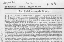 Don Fidel Aranera Bravo  [artículo] Alejandro Vera Ovalle.