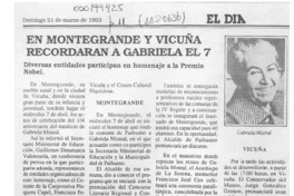 En Montegrande y Vicuña recordarán a Gabriela el 7  [artículo].