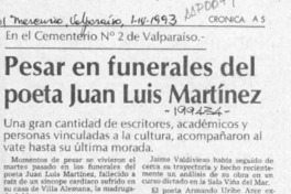 Pesar en funerales del poeta Juan Luis Martínez  [artículo].