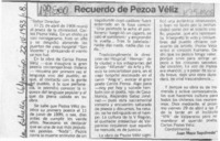 Recuerdo de Pezoa Véliz  [artículo] Juan Meza Sepúlveda.
