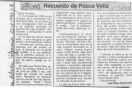 Recuerdo de Pezoa Véliz  [artículo] Juan Meza Sepúlveda.