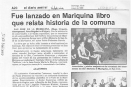 Fue lanzado en Mariquina libro que relata historia de la comuna  [artículo] Hugo Urquejo.