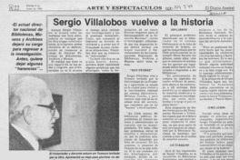 Sergio Villalobos vuelve a la historia  [artículo].