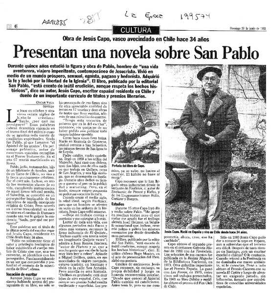 Presentan una novela sobre San Pablo  [artículo] Oscar Vega.