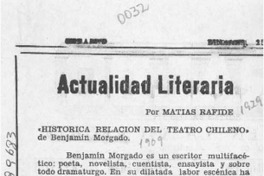 Actualidad literaria  [artículo] Matías Rafide.
