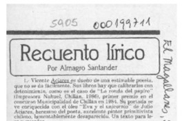 Recuento lírico  [artículo] Almagro Santander.
