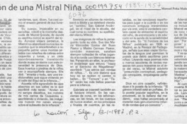 Evocación de una Mistral niña  [artículo] Manuel Peña Muñoz.