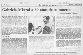 Gabriela Mistral a 30 años de su muerte  [artículo] Oscar González Villarroel.