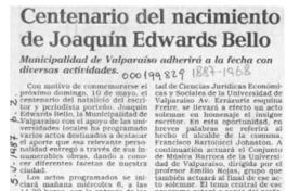 Centenario del nacimiento de Joaquín Edwards Bello  [artículo].